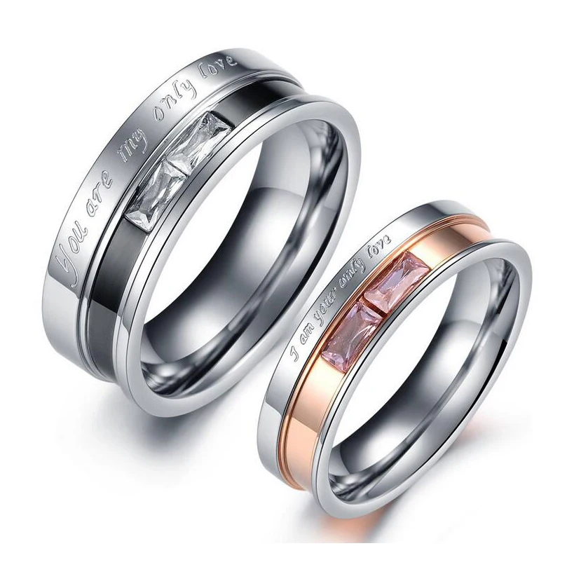 Couple Rings For Women / Men Silver Stainless Steel Letter YOU ARE MY ONLY LOVE Ramantic Engagement Ring Wedding Jewelry