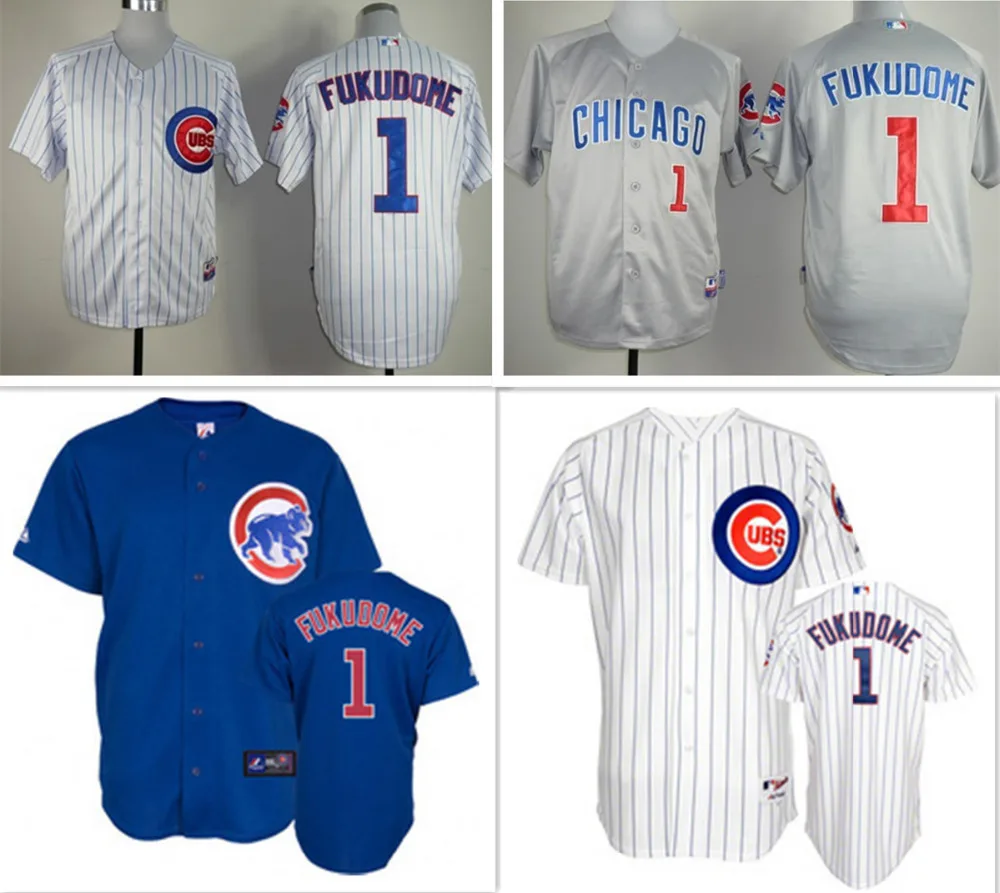 2015 Chicago Cubs jersey Stitched#1 Kosuke Fukudome Jersey Blue Red Gray White 100% Embroidery Logo Custom baseball | - Цена: 