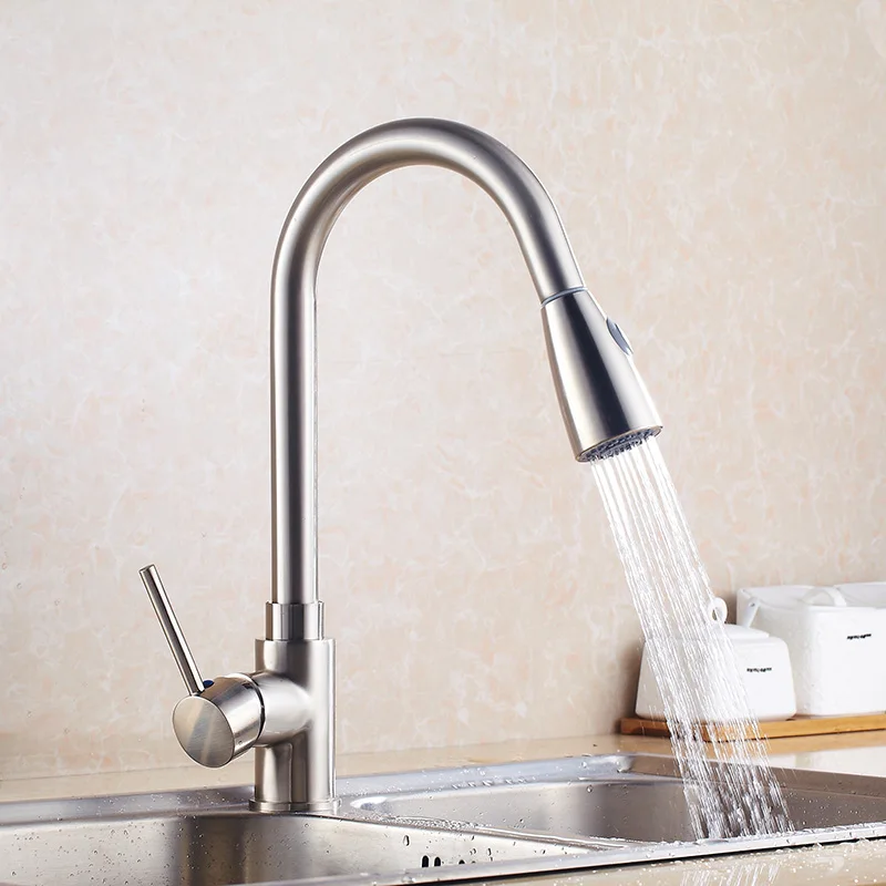 

Sallin Brass Pull Out Kitchen Faucets Sink Water Mixer Tap 360 Crane Swivel Sink Mixer Cold and Hot Kitchen Faucet Spray Tap