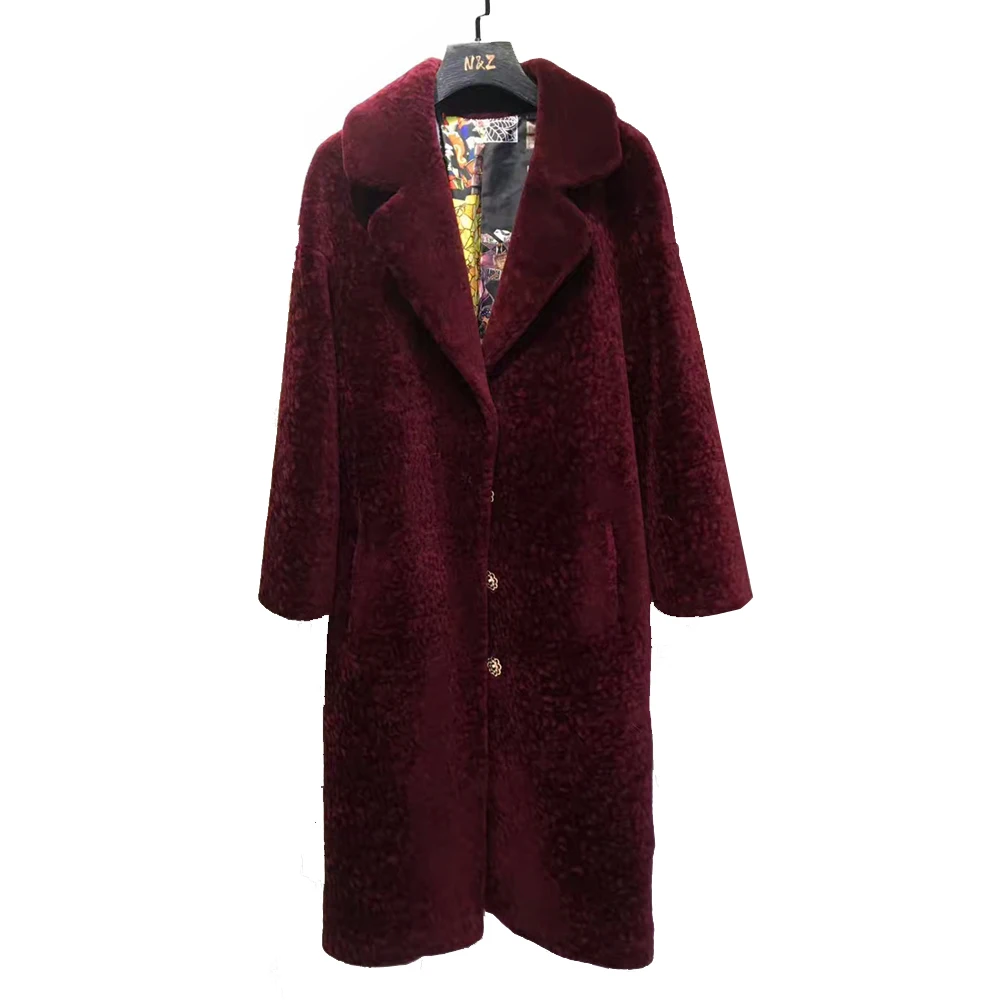 Buy Stock Clear M Wine Red Genuine Sheep Wool Lady