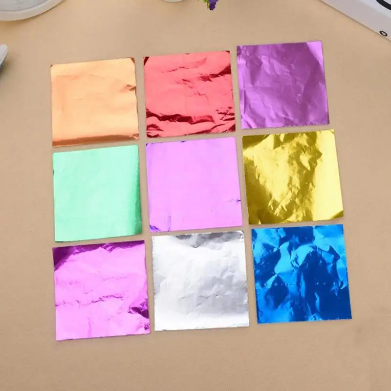 

100pcs/pack 8*8 cm Colorful Aluminum Foil DIY Chocolate Candy Tea Leaf Wrapping Tin Paper Favors Food Packaging Embossing Papers
