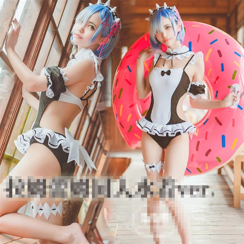 

Re:Life in a different world from zero Rem Ram Cosplay Costume Fanart Swimsuit Sexy Lycra Swimwear New Fashion High Quality