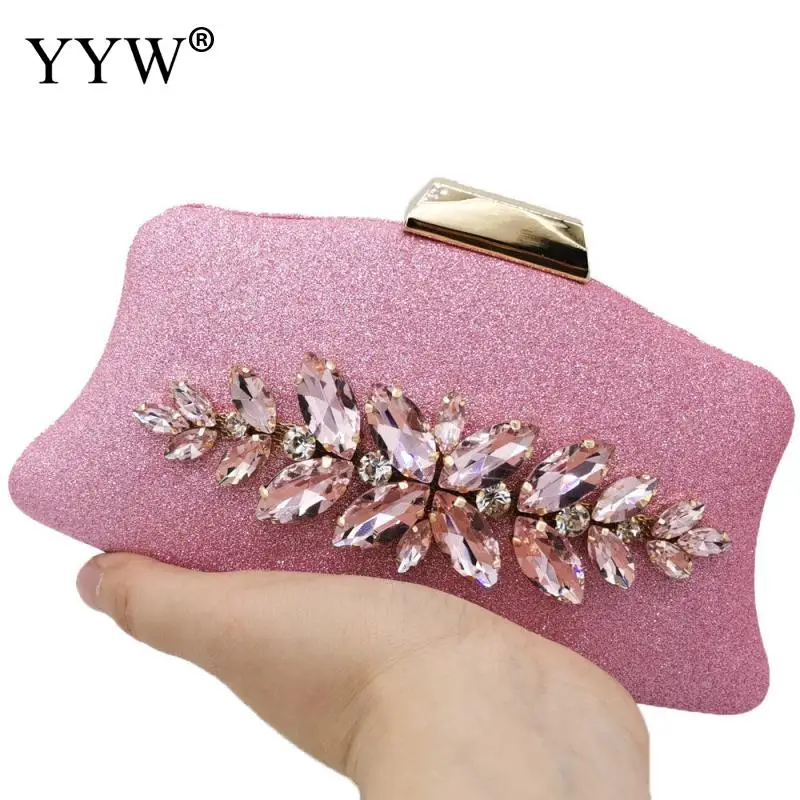 

Pink Evening Party Clutch Bag Unique Clutch Female 2019 With Rhinestone Green Wedding Bags Clutch Female Evening Bolsa Feminina