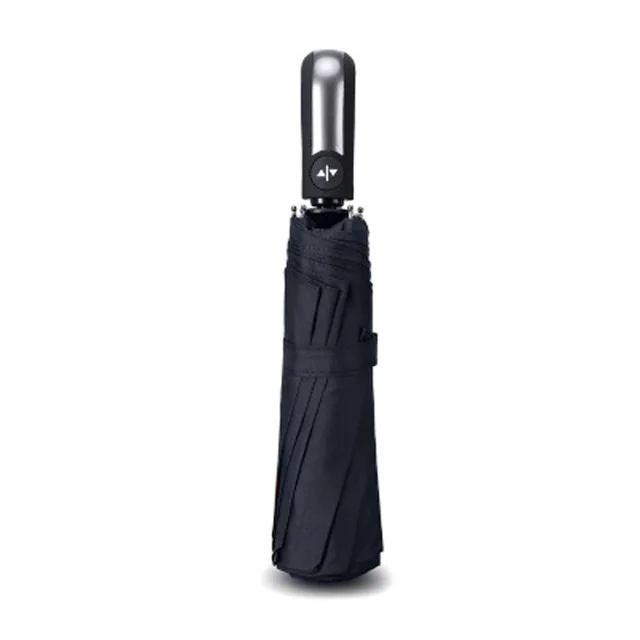Полностью Автоматический складной автоматический зонт от дождя для женщин и мужчин, роскошный большой Ветрозащитный дорожный Зонтик для мужчин с черным покрытием - Цвет: black