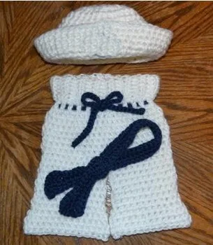 

free shipping, Baby Crochet Hat ,tie and Pants Set,100% cotton newborn Beanies Newborn Hat, Photo Prop, 100% cotton Baby caps