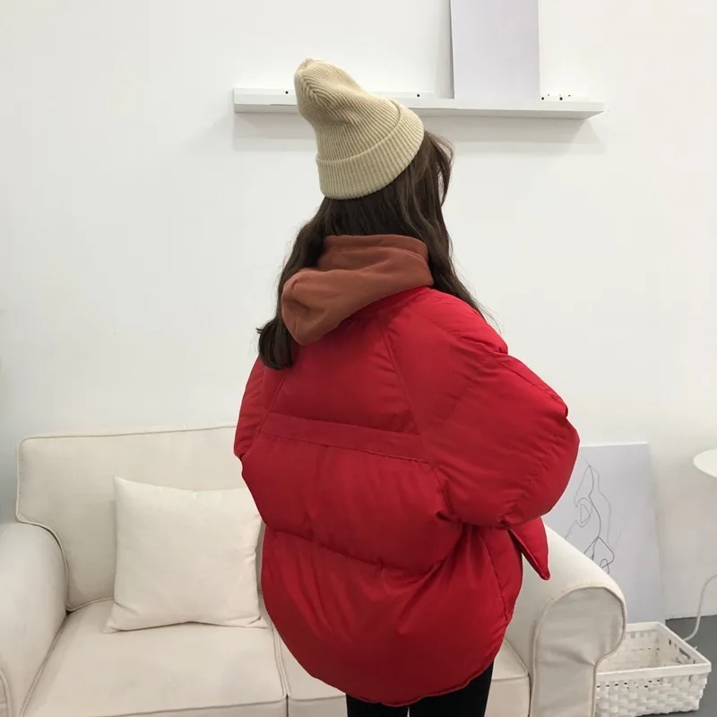 Женское повседневное пальто из хлопка однотонное свободное толстое теплое с