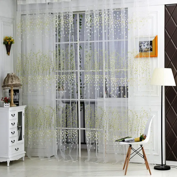 Cute Flower Leaf Sheer Curtain Living Room Bedroom Tulle Cute Flower Leaf Sheer Curtain Living Room Bedroom Tulle Curtains Window Screen Cheep Voile Home Decorative Cl506 In From