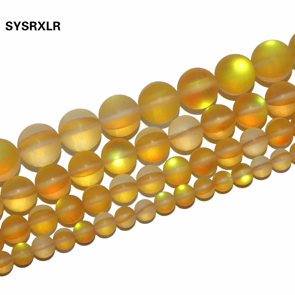 

Free Shipping Matte Yellow Austria Crystal Synthesis Dull Polish Moon Stone Beads For Jewelry Making DIY Bracelet 6 8 10 12 MM