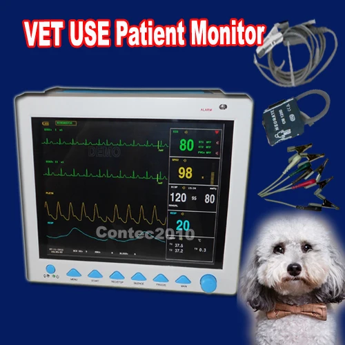 

CONTEC CMS8000-VET ECG Blood Pressure SPO2 Pulse Rate Temperature Respiration VET Veterinary Use MultiParameter Patient Monitor