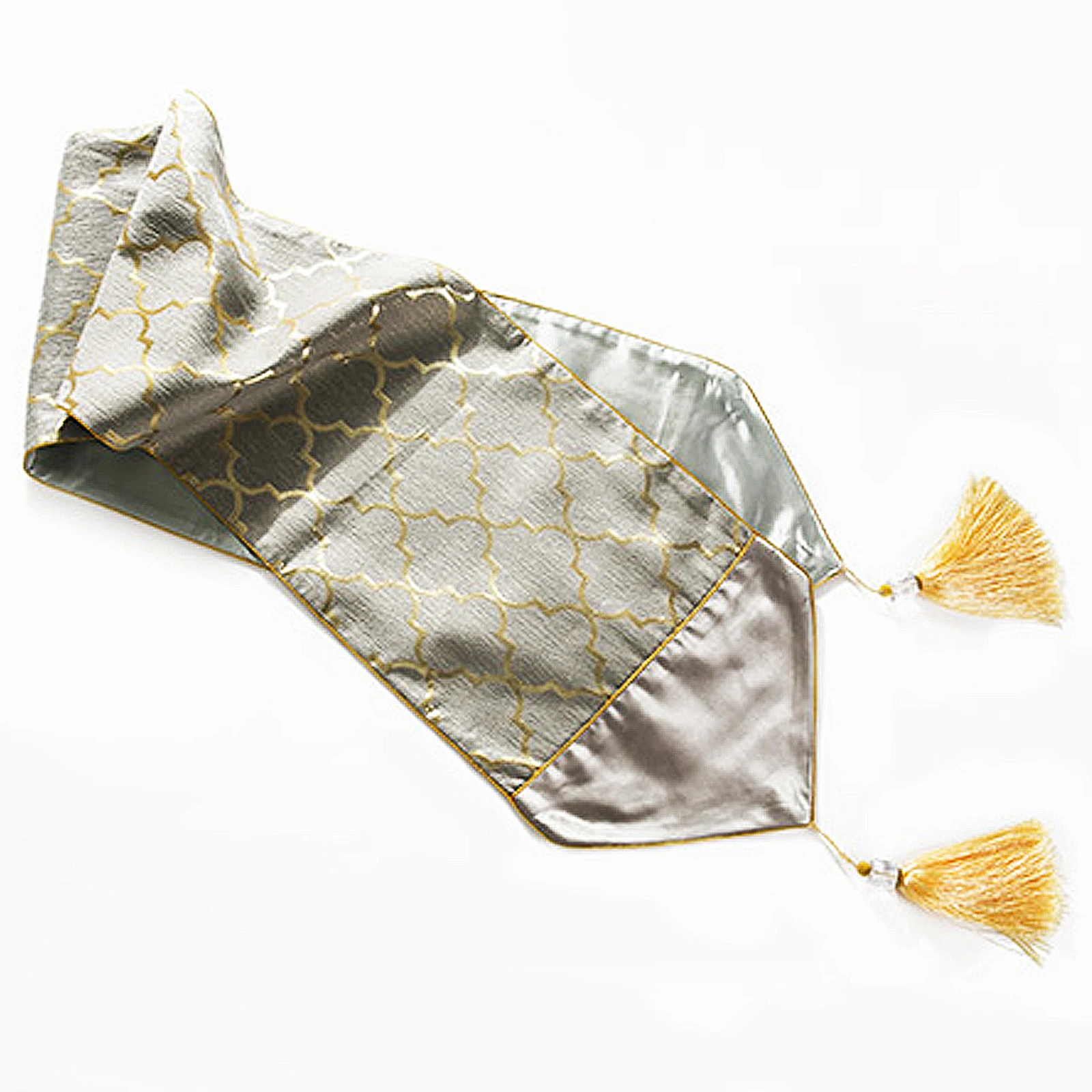 

32x210cm Printed Table Runner Flag Cloth Cover Satin Gold/Grey Christmas Tea Dining Tablecloth Placemat Wedding Home Party Decor