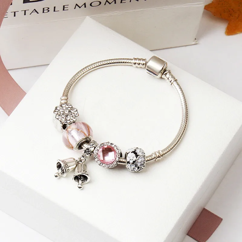 

2019 New Fashion Punk Personality Crystal Bracelet Popular DIY Jewelry Wholesale Christmas Bell Bracelet