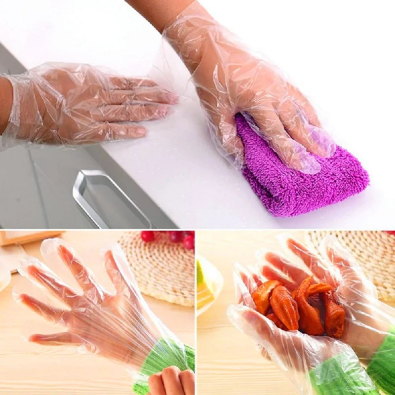 Free Shipping 100Pcs Plastic Disposable Durable Gloves Restaurant Home