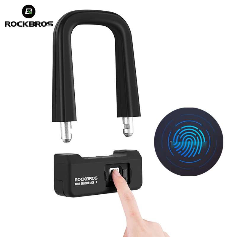 

ROCKBROS Bike Fingerprint Lock Bicycle Steel USB Rechargeable U Lock MTB Motorcycle Anti-Theft Lock Cycling Smart Appliances