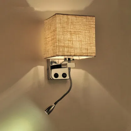 Modern Creative Led Wall Lamp Fabric Shade Band Switch Stainless Modern Creative Led Wall Lamp Fabric Shade Band Switch Stainless Steel Reading Light For