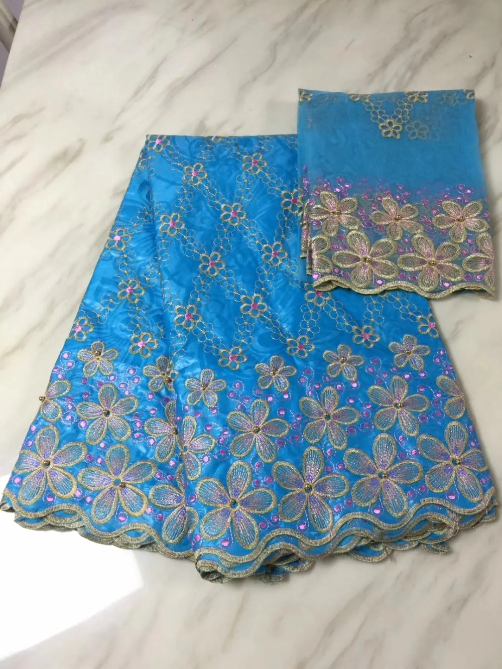 

african fabric Bazin riche fabric tissu africain cotton embroidered Bazin riche getzner with tulle lace set african lace fabric