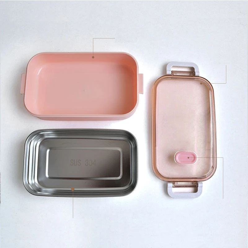 304 Stainless Steel Lunch Box Thermos Leakproof Japanese Cute Bento Box Microwave Kids School Picnic Food Container Portable Set