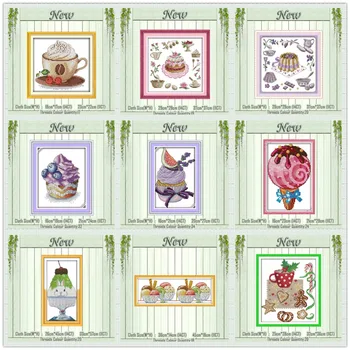 

Ice cream Afternoon tea time Cake painting counted print on the canvas DMC 11CT 14CT kits Cross Stitch embroidery needlework Set