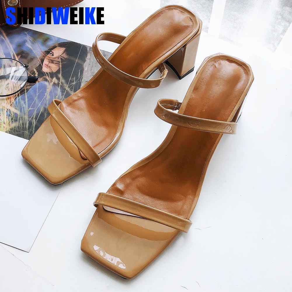 

Slip On Square Heel Women Slipper Summer Outdoor Trendy Comfortable Women Sandals Thin Strap Women Slipper Elegant Women Shoe