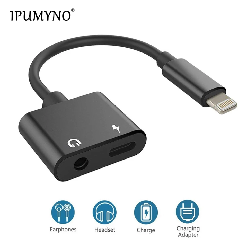 Kopen Dubbele Jack Opladen Audio Adapter voor iPhone 7 8 Plus X XS Max XR Muziek En Oproep Voor Hoofdtelefoon Audio lading Adapter Converter