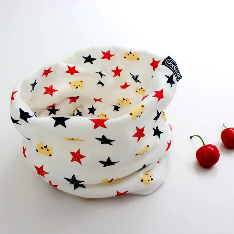 Lovely Star Print Scarfs LIC Girl Cotton Pullover Winter Warm Ring Scarves For Boys Soft Collar Kawaii Snood Children children's