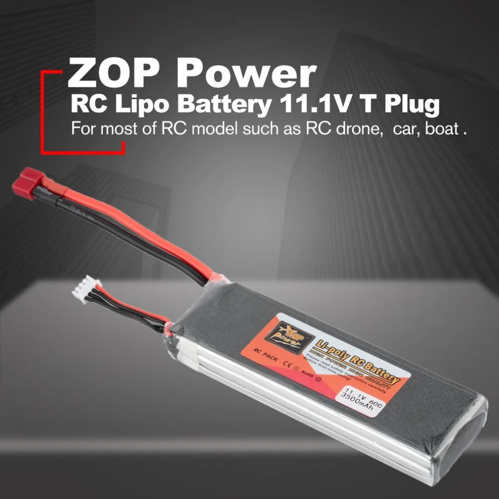 

ZOP Power 11.1V 3500mAh 60C 3S 1P Lipo Battery T Plug Rechargeable for RC Racing Drone Quadcopter Helicopter Car Boat