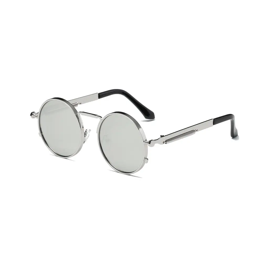 Мужские солнцезащитные очки с круглой оправой, современные ретро очки в стиле стимпанк, модные аксессуары - Цвет оправы: silver