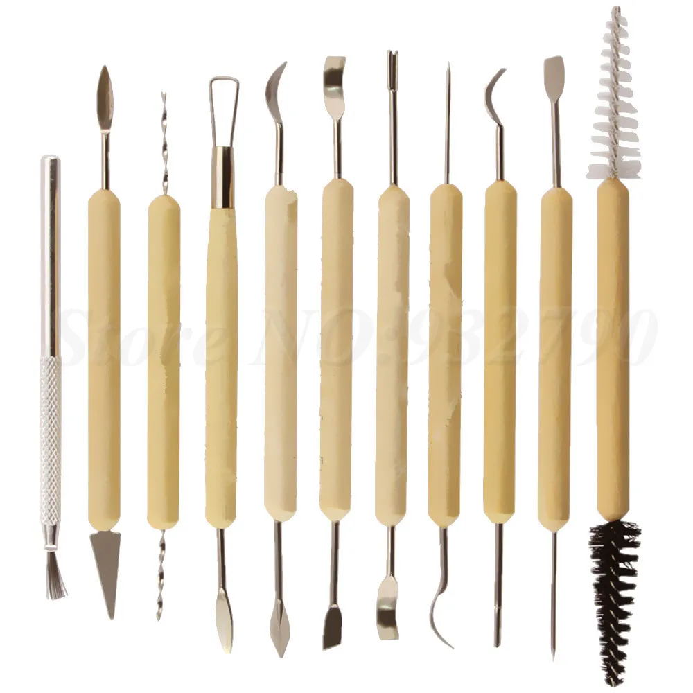11Pcs Polymer Clay Sculpting Carving Set Wood Models Art Projects Pottery Tools