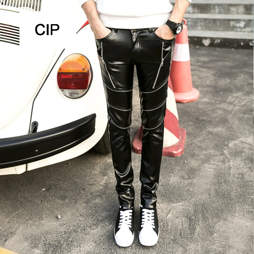 Popular Black Faux Leather Pants for MenBuy Cheap Black Faux Leather