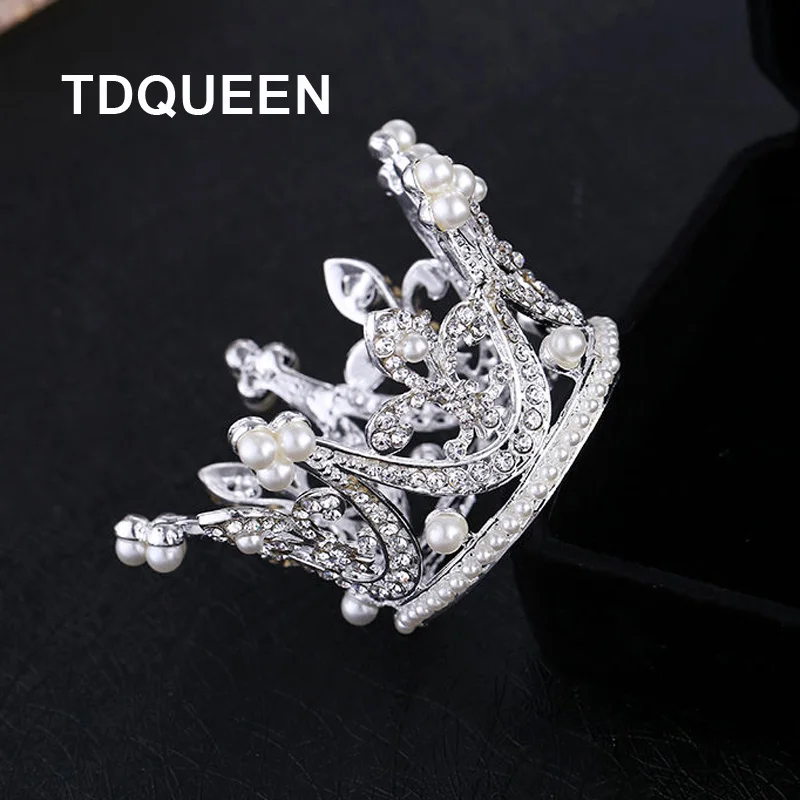 

TDQUEEN Simulated Pearl Mini Full Circle Tiara Crown Bride Pageant Prom Birthday Party Round Diadem Tiaras Wedding Hair Jewelry