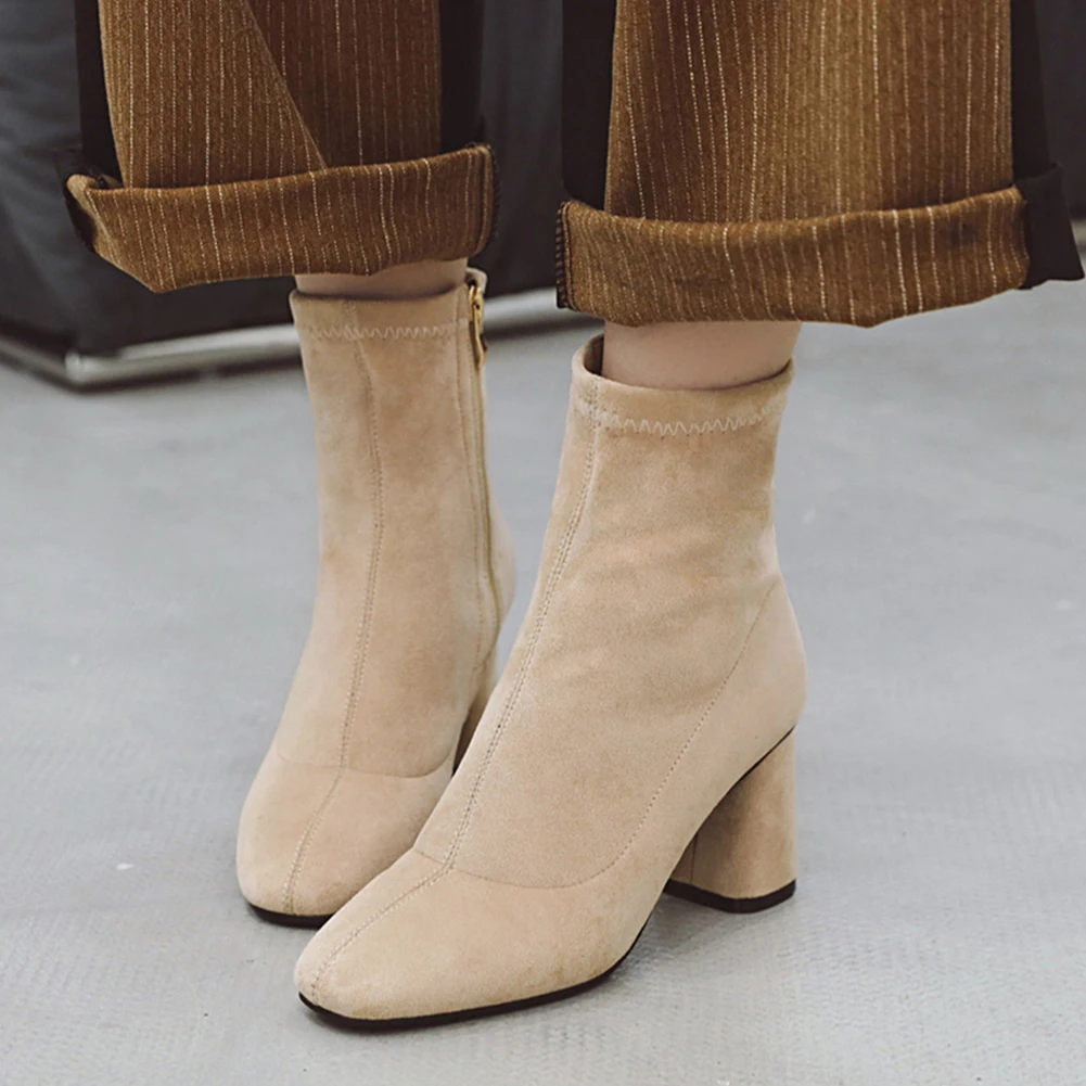 

Brand New 2019 Top Quality Big Size 48 Autumn Winter Boots Woman Shoes Chunky Heels Black Red Shoes Woman Boots Women