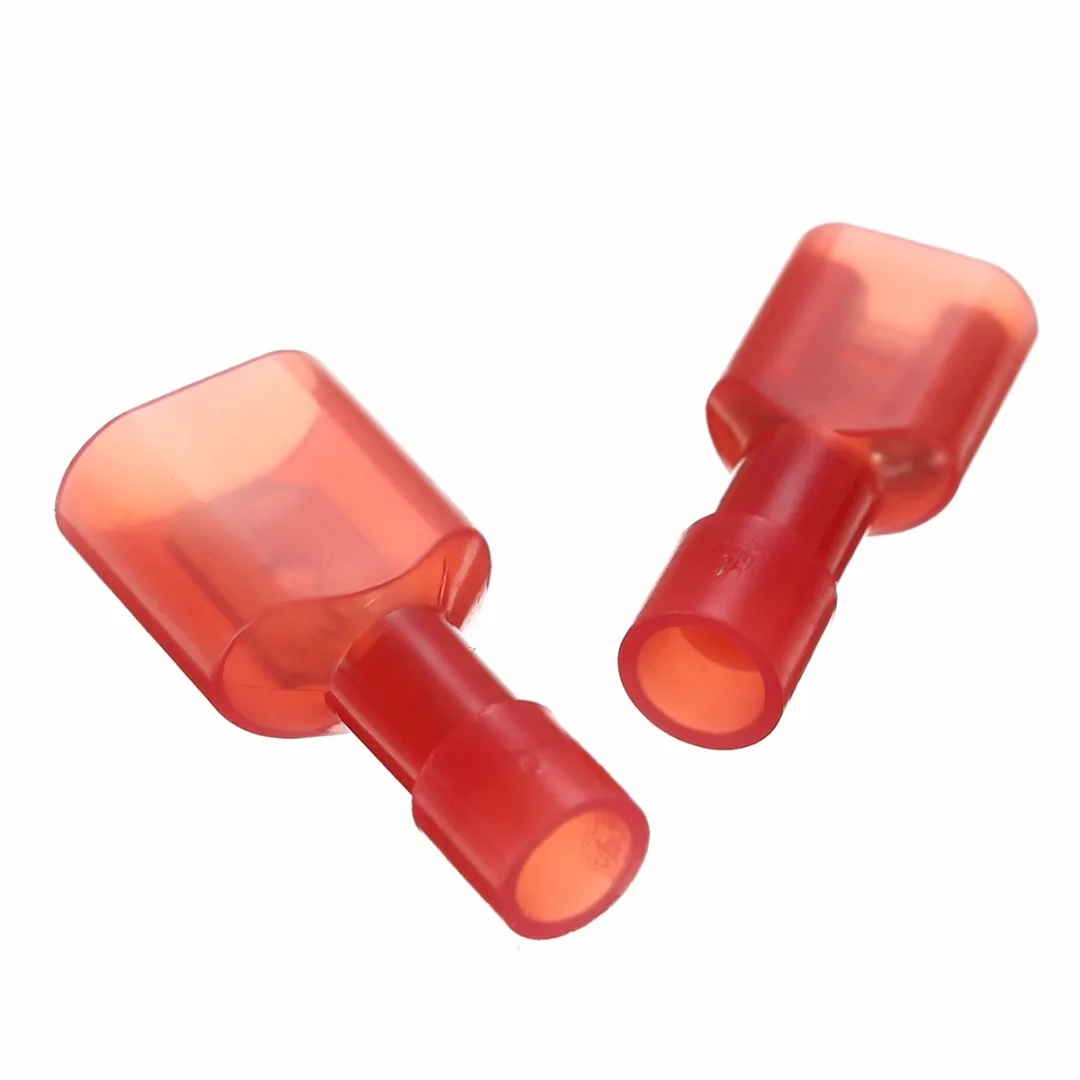 NEW 50pcs Red Nylon Quick Disconnect Connector Terminals 18-22 AWG Male & Female Insulated Crimp Terminals