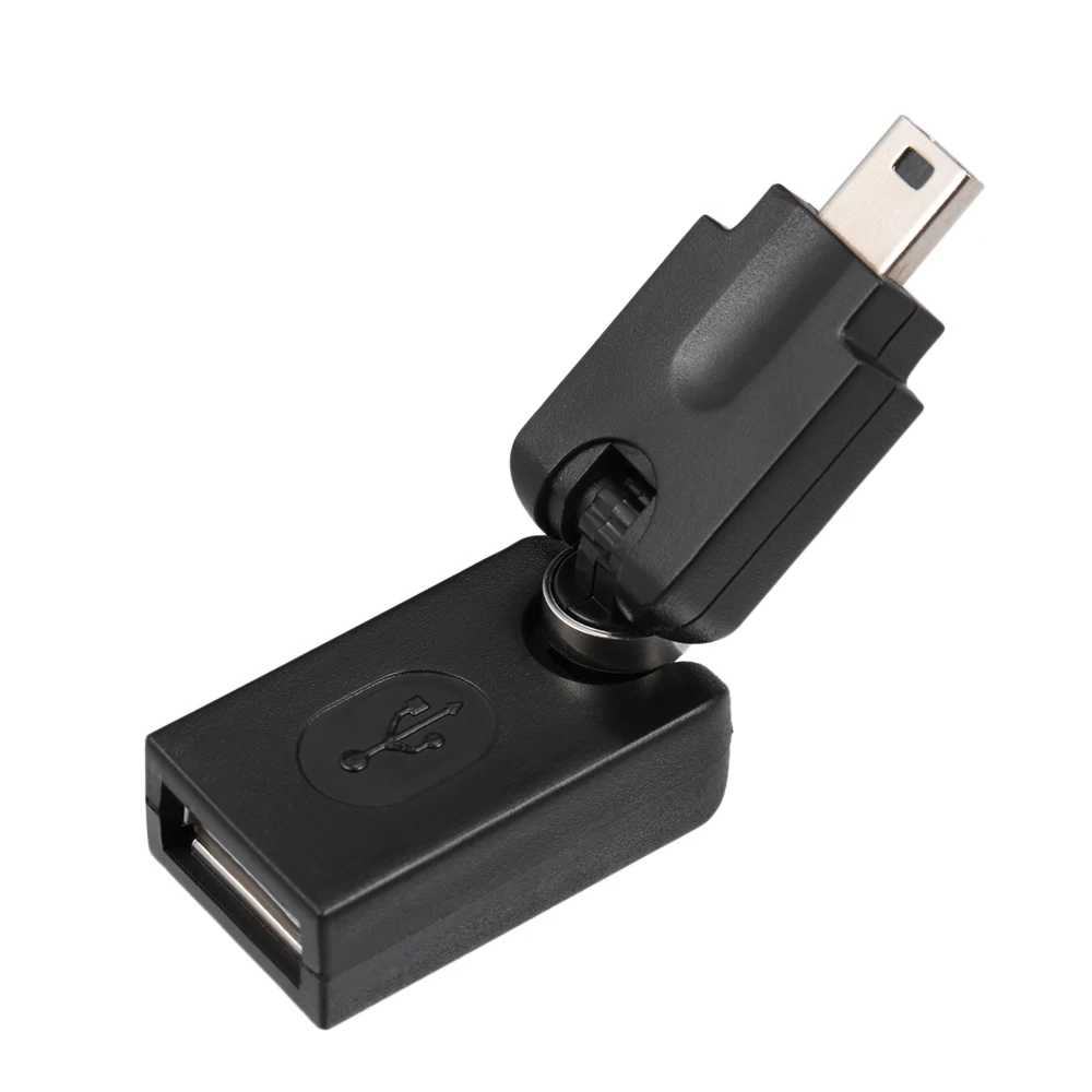 

Adapter USB 2.0 Female to Mini USB 5Pin Male Converter 360 Rotatable 90 Foldable Convertor for U Drive Card Reader Vehicle-use