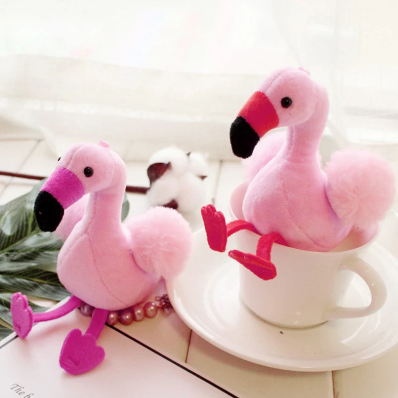 12 см маленький розовый Фламинго плюшевые игрушки мягкие и плюшевые животные брелок кольцо для ключей для девочек сумка маленькая подвеска Украшение