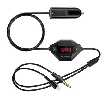 

Black Wireless Car Kit Car MP3 Player FM Transmitter with 3.5mm Audio Plug Car Charge hands-free Calls with built-in Microphone