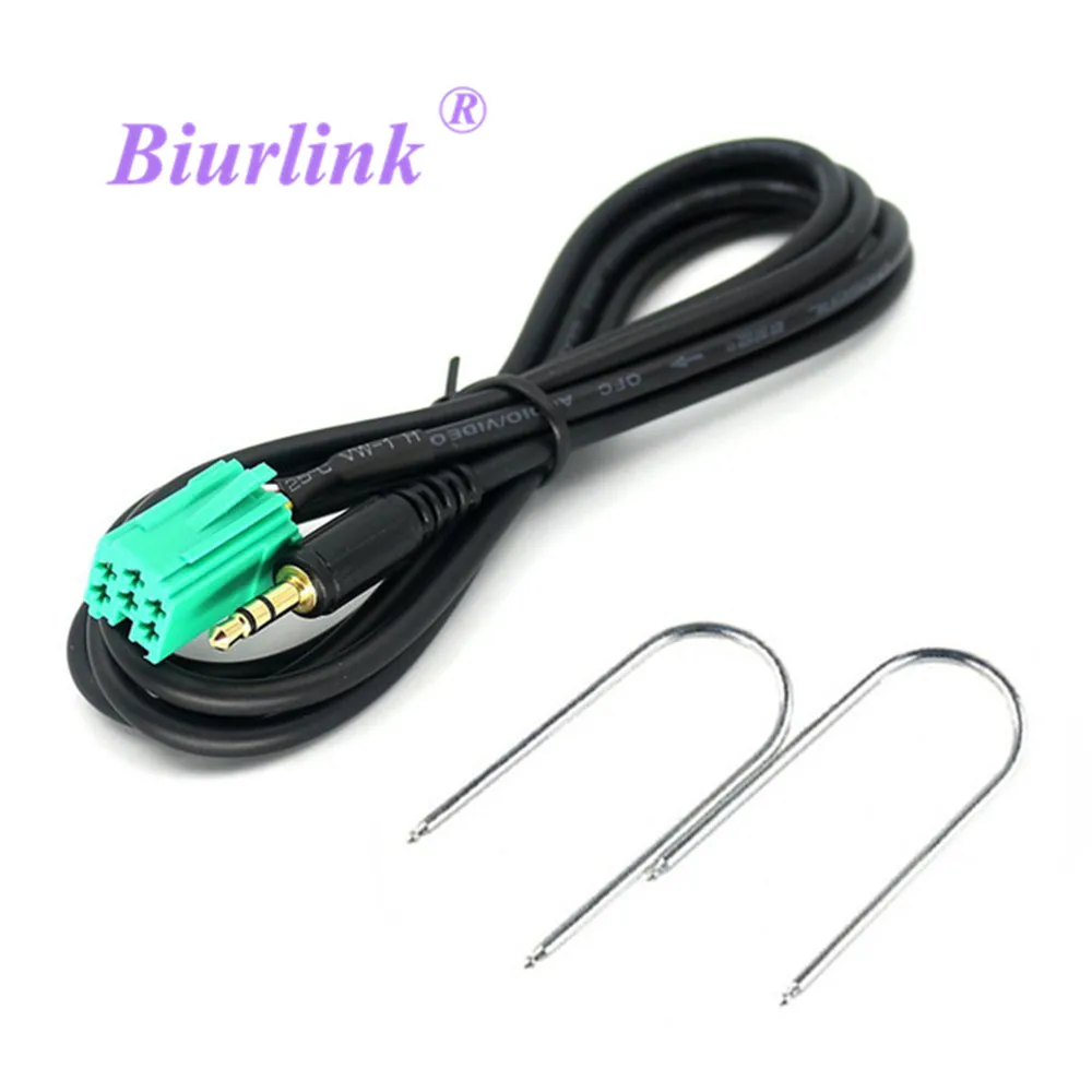 Автомобильный мини кабель Biurlink 150 см 6 контактный Aux с кнопками для удаления