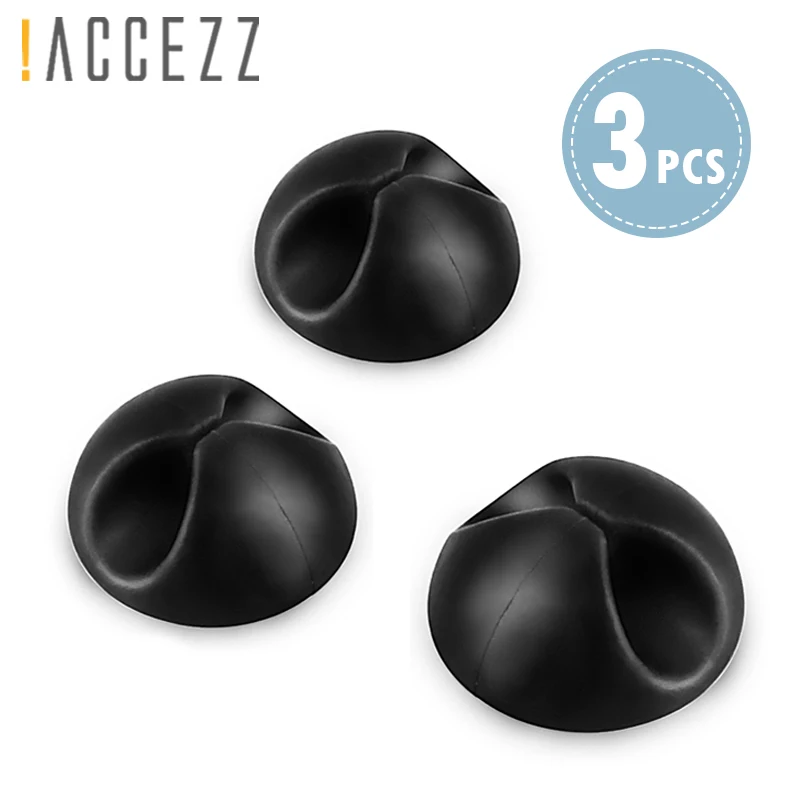 !ACCEZZ 3Pcs Round Clip phone Cable Wire Winder Desktop Mouse Earphone Tidy Organizer USB Cord Fixer Holder Collation Management