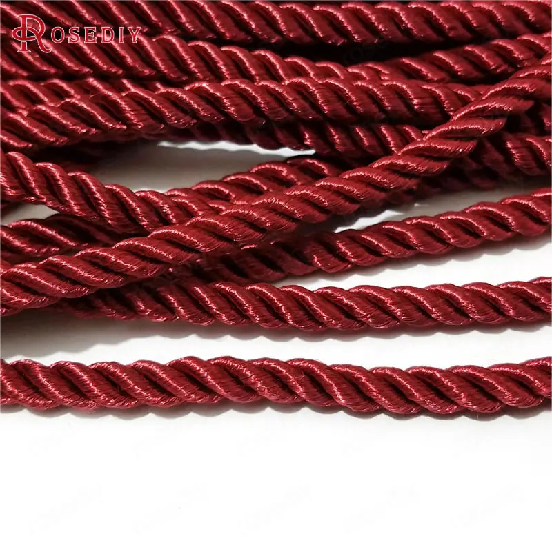 (29966)10 Meters 5mm Satin Polyester Cords Three strands of Rope Diy Jewelry Findings Accessories