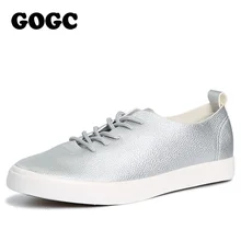 GOGC 2017 Slipony Femmes Noir Blanc En Cuir Casual Chaussures à Lacets Chaussures Femmes Appartements Chaussures Respirant Femmes Vulcanisé Chaussures