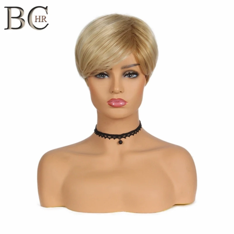 

BCHR 6 Inch Short Straight Synthetic Wigs for Women Ombre Blonde Wig Free Shipping