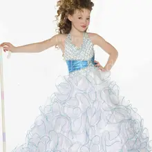 Горячий Маленькая Девочка Pageant Платья Белый и Синий Летние Платья Девушки Цветка для Свадьбы Vestidos Де Comunion 48004 S