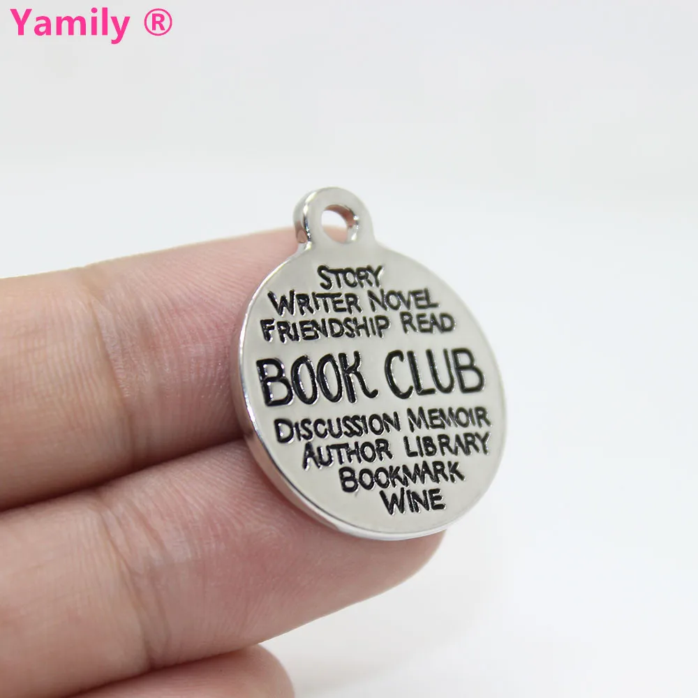 

8pcs--22mm Book club zinc alloy Charm Word Collage Charms pendant for diy jewelry making pj3001