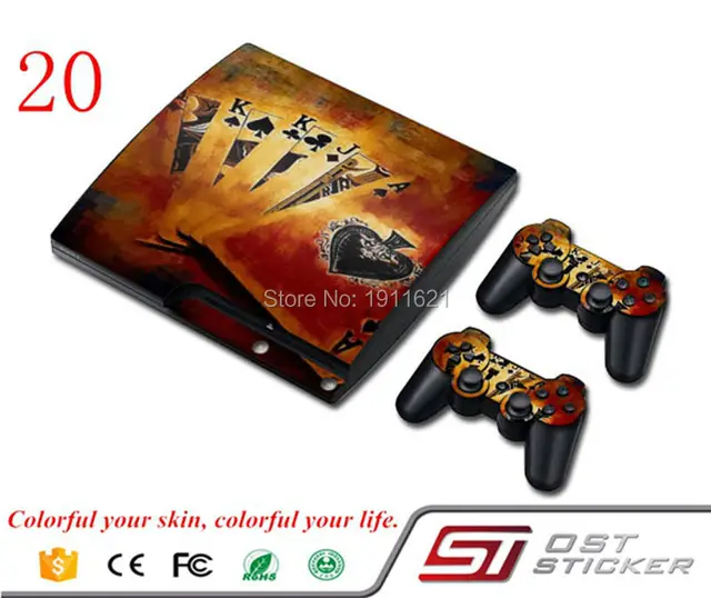 Best Offers OSTSTICKER Poker For PS3 Slim Skin Sticker for Sony PlayStation 3 Console and 2 Controller Skins
