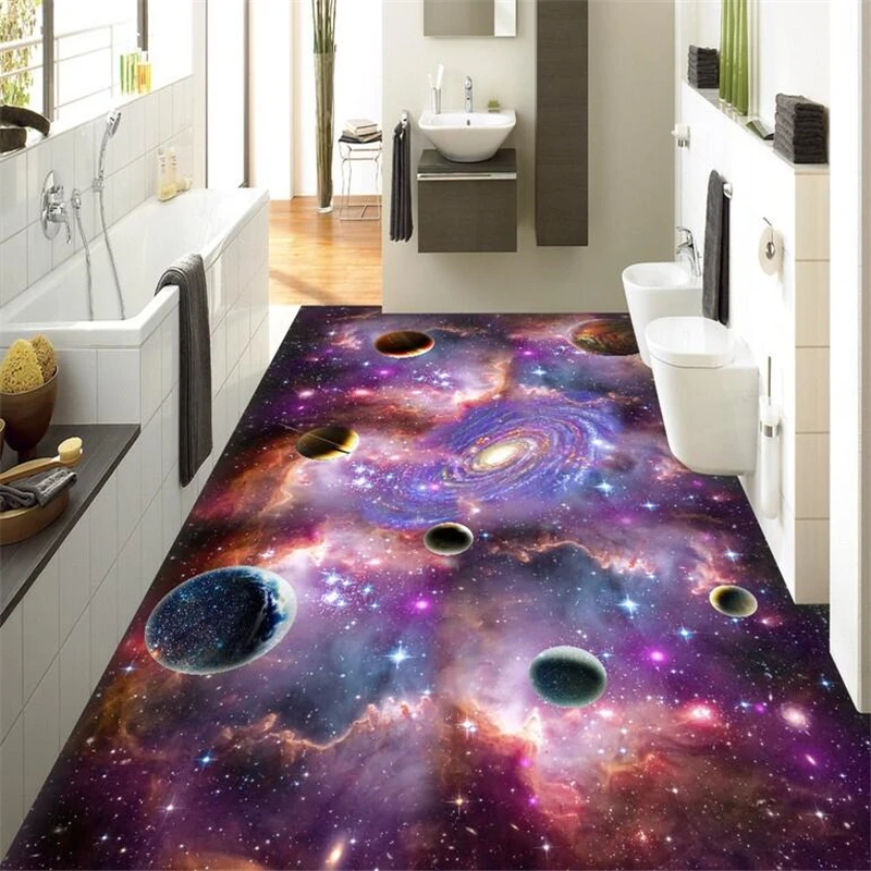 Beibehang Pittura Per Pavimenti Personalizzata 3D Soggiorno Camera Da Letto Cosmic Starry Galaxy 3D Mall Piastrelle Per Pavimenti Carte Da Parati Deco
