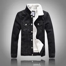 Горячая Распродажа, зимняя мужская Вельветовая хлопковая джинсовая куртка, Мужская Толстая Теплая Флисовая джинсовая куртка с подкладкой, черная тонкая джинсовая куртка, Топ M-5XL