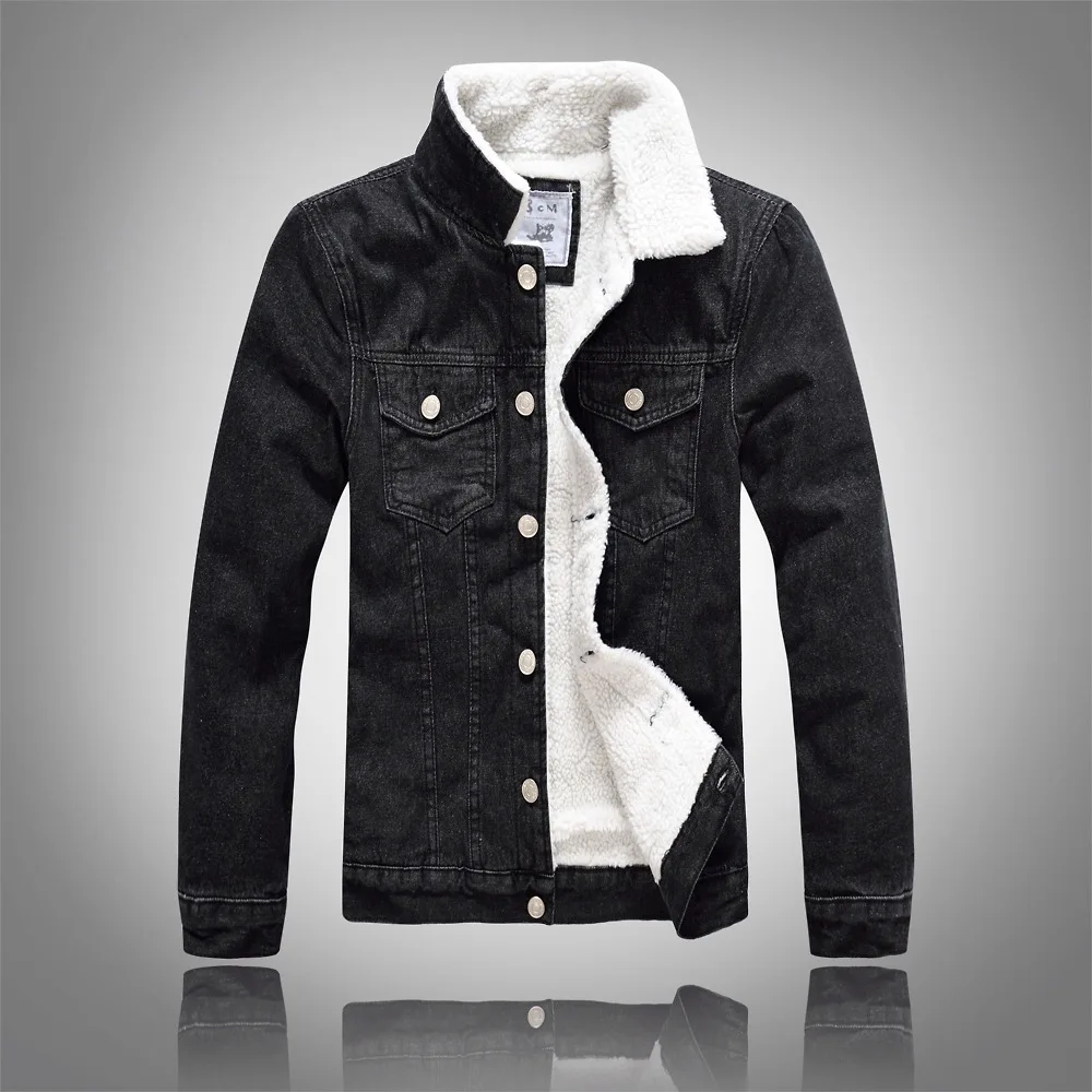 hot sale Winter Mens Plus velvet Cotton Denim Jacket Male Thick Warm Lined Fleece Jeans Jackets ...