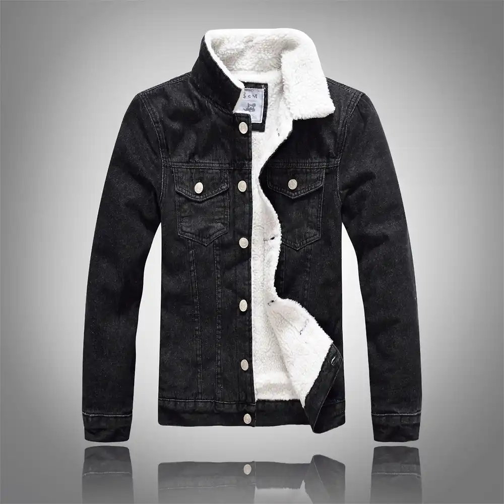 black denim jacket fleece