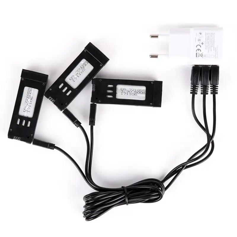 

E58 JY019 1 to 3 Battery Charger Combo with 3.7V 500MAH Lipo Battery USB Cable Adapter For JY019 Drone Spare Parts D30