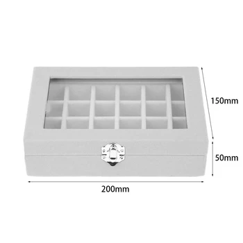 

Gray Wine Red 24 Grids Jewelry Display Boxes Glass Velvet Holder Case Rings Earrings Display Women Makeup Storage Casket