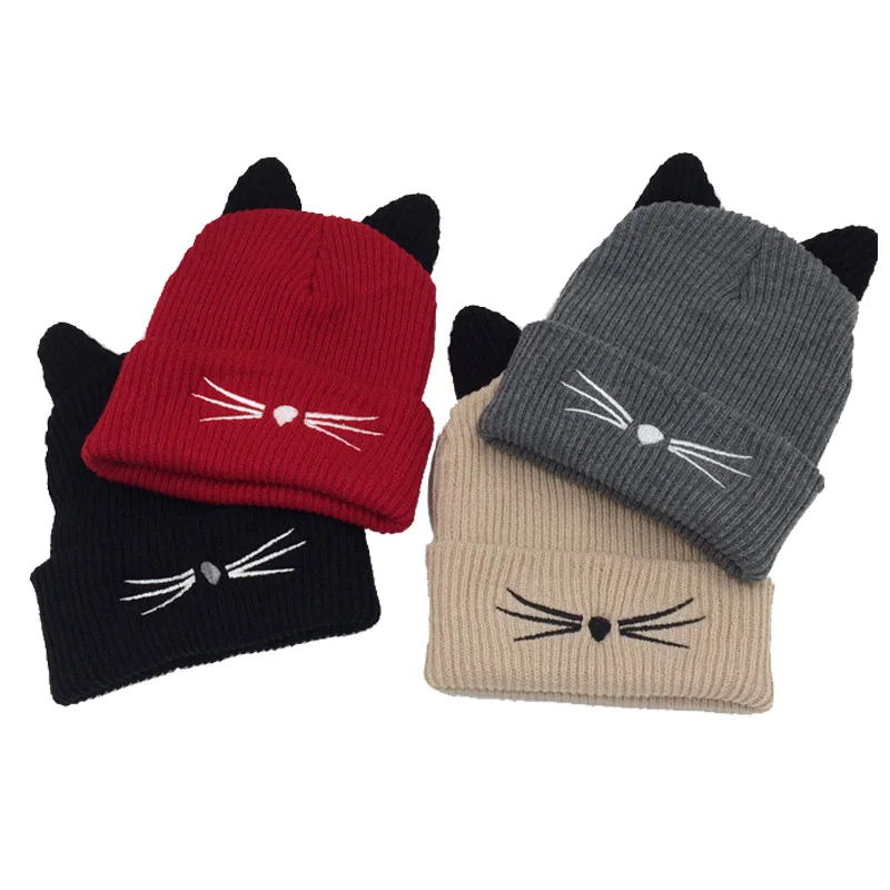 

Fashion Women Lady Knitting Cap Devil Horns Cat Ear Crochet Hat Braided Winter Keep Warm Beanie Girl Casual Knitted Caps New