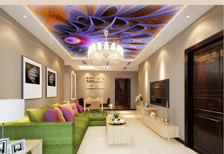 カスタム3d天井壁紙カラフルなスパイラルリビングルーム壁紙天井用の3d立体壁紙天井用 Wallpaper For Ceilings Ceiling Wallpaper3d Ceiling Wallpaper Aliexpress